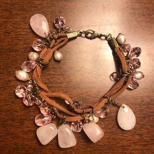 suede and rose quartz bracelet NWOT